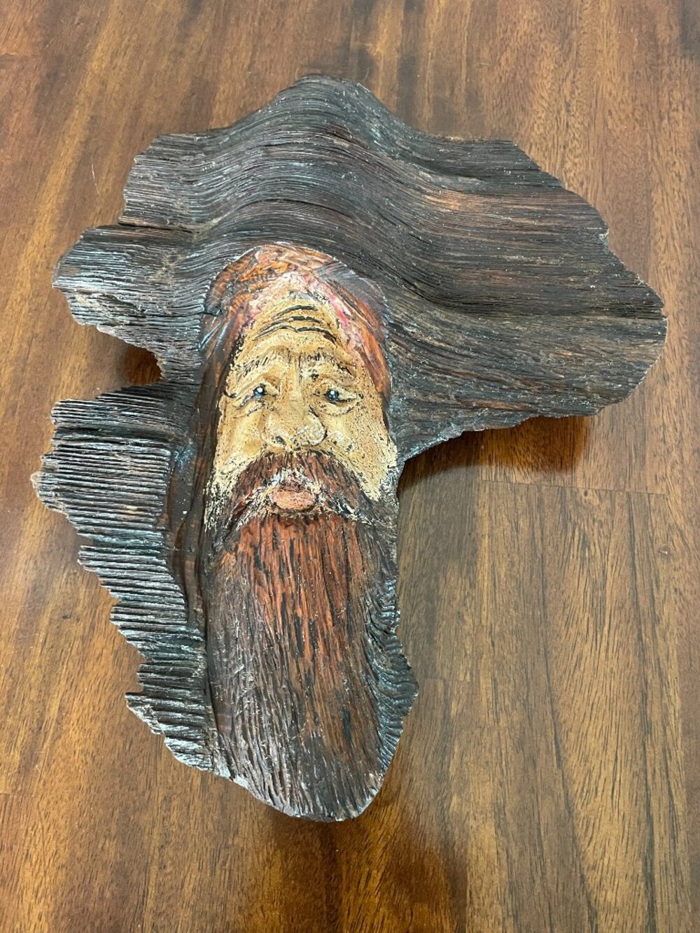 Vintage wooden Driftwood Carved Face 1968 Collectible Captain Face 11" x 10"